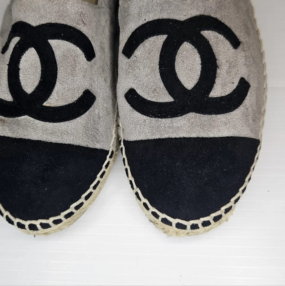 CHANEL Black and Gray Espadrilles Size  40